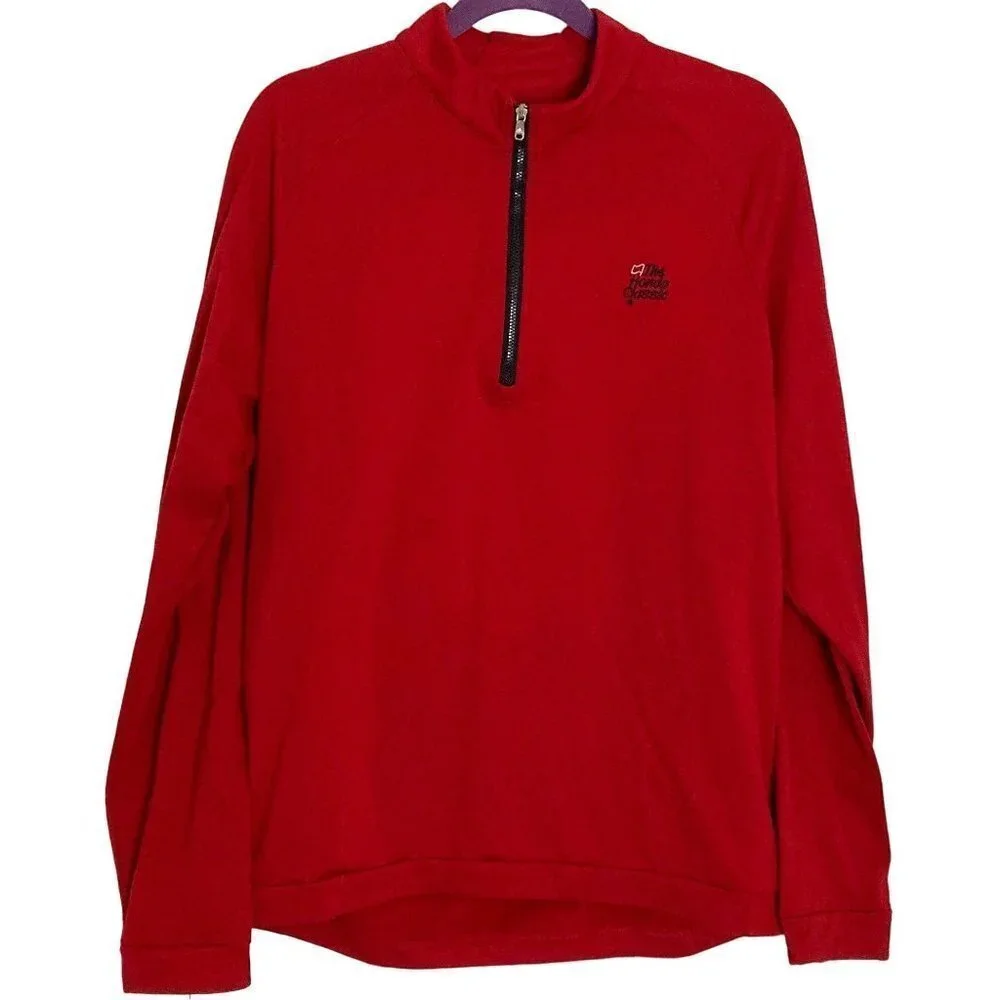 Adidas Honda Classic Long Sleeve Waffle Knit Shirt Golf‎ Deep Red 1/4 Zip Mens M